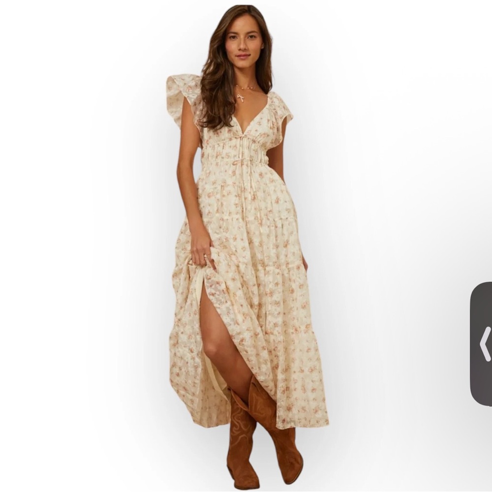 Altar'd State Cream Floral Maxi Dress